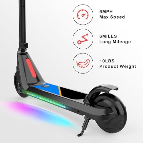LINGTENG Electric Scooter for Kids Age 6 10  Kick Start Boost Scooter with Adjustable Speed and Height  Flash Wheel & Deck Lights