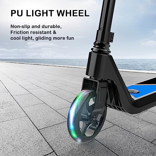 LINGTENG Electric Scooter for Kids Age 6 10  Kick Start Boost Scooter with Adjustable Speed and Height  Flash Wheel & Deck Lights