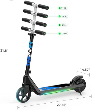 LINGTENG Electric Scooter for Kids Age 6 10  Kick Start Boost Scooter with Adjustable Speed and Height  Flash Wheel & Deck Lights