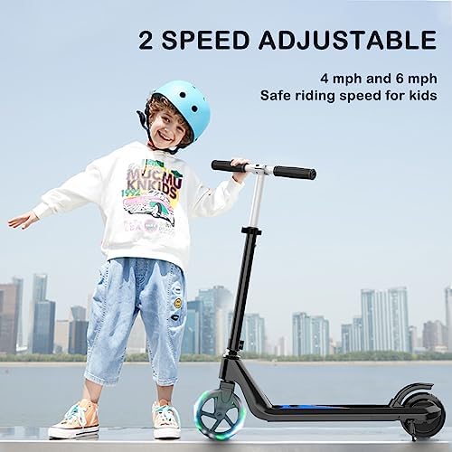 LINGTENG Electric Scooter for Kids Age 6 10  Kick Start Boost Scooter with Adjustable Speed and Height  Flash Wheel & Deck Lights