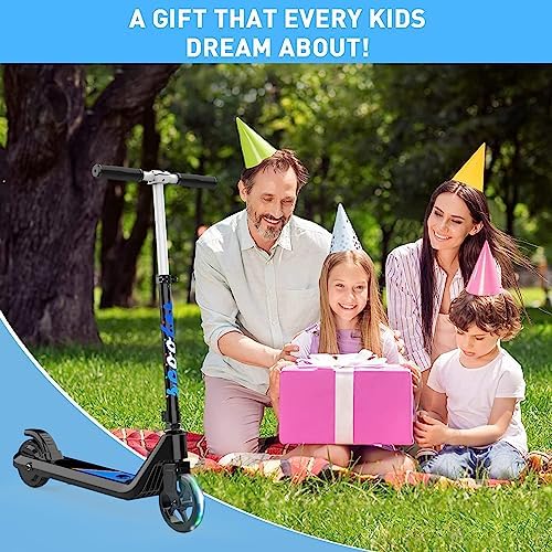 LINGTENG Electric Scooter for Kids Age 6 10  Kick Start Boost Scooter with Adjustable Speed and Height  Flash Wheel & Deck Lights