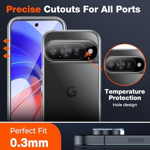 LK 2 Pack for Google Pixel 9 Screen Protector with 2 Pack Camera Lens Protector  HD Ultra thin  9H Hardness Tempered Glass Screen Protector for Pixel 9  Fingerprint Compatible  Bubble Free