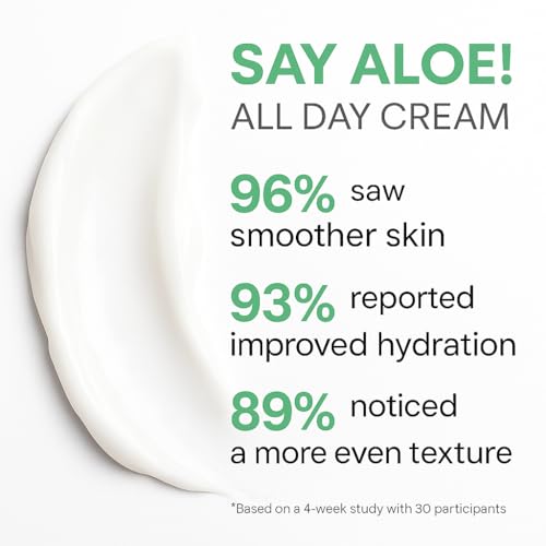 LOUMI Skincare Say Aloe All Day Face Cream   Hydrating Aloe Vera & Hyaluronic Acid Moisturizer   Nourishes  Soothes & Softens Dry Skin   Natural  Vegan & Cruelty Free   1oz