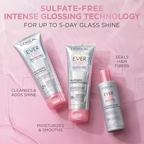 LOreal Paris Glossing Lamination Hair Mask with Glycolic Acid  Hair Treatment for Lasting Shine and Smoothness for Dull  Dry Hair  EverPure  5 1 Fl Oz