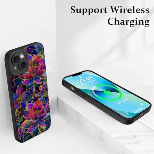 LSL Funda para iPhone 13, diseño de flores moradas, diseño de estampado de flores, TPU suave, lente de cámara completa, anti-caídas, antiarañazos, a prueba de golpes, funda protectora delgada para