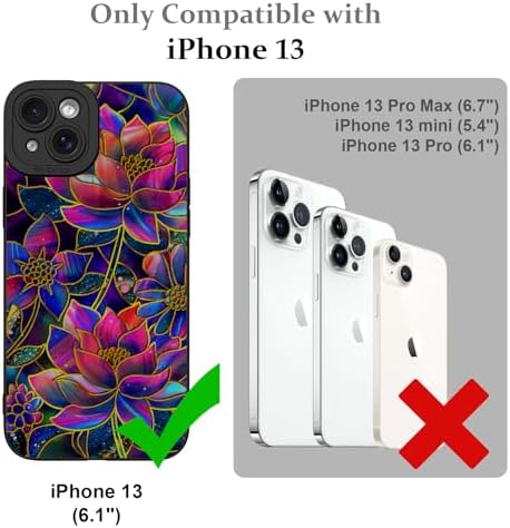 LSL Funda para iPhone 13, diseño de flores moradas, diseño de estampado de flores, TPU suave, lente de cámara completa, anti-caídas, antiarañazos, a prueba de golpes, funda protectora delgada para