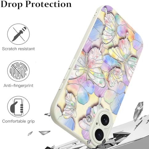 LSL Funda para iPhone 13, diseño de flores moradas, diseño de estampado de flores, TPU suave, lente de cámara completa, anti-caídas, antiarañazos, a prueba de golpes, funda protectora delgada para