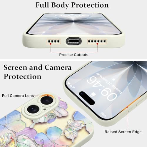 LSL Funda para iPhone 13, diseño de flores moradas, diseño de estampado de flores, TPU suave, lente de cámara completa, anti-caídas, antiarañazos, a prueba de golpes, funda protectora delgada para