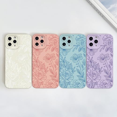 LSL Funda para iPhone 13, diseño de flores moradas, diseño de estampado de flores, TPU suave, lente de cámara completa, anti-caídas, antiarañazos, a prueba de golpes, funda protectora delgada para