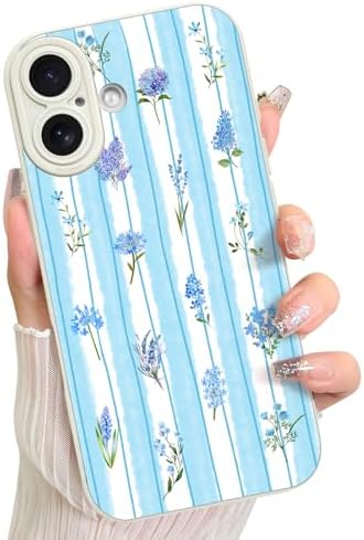 LSL Funda para iPhone 13, diseño de flores moradas, diseño de estampado de flores, TPU suave, lente de cámara completa, anti-caídas, antiarañazos, a prueba de golpes, funda protectora delgada para