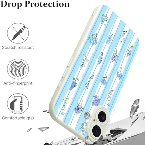 LSL Funda para iPhone 13, diseño de flores moradas, diseño de estampado de flores, TPU suave, lente de cámara completa, anti-caídas, antiarañazos, a prueba de golpes, funda protectora delgada para