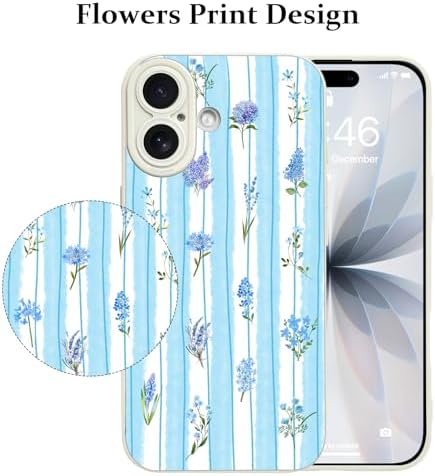 LSL Funda para iPhone 13, diseño de flores moradas, diseño de estampado de flores, TPU suave, lente de cámara completa, anti-caídas, antiarañazos, a prueba de golpes, funda protectora delgada para