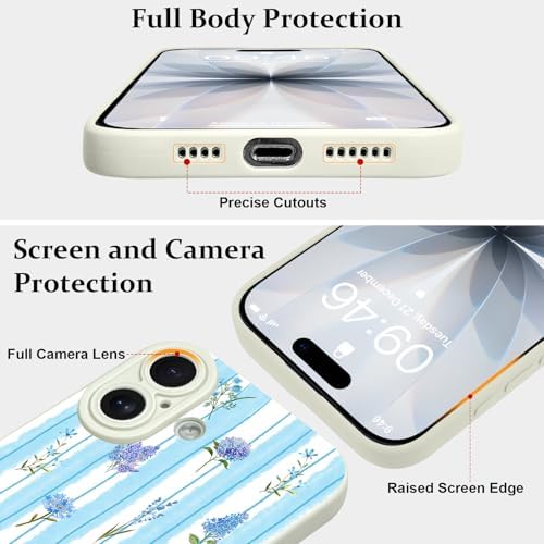 LSL Funda para iPhone 13, diseño de flores moradas, diseño de estampado de flores, TPU suave, lente de cámara completa, anti-caídas, antiarañazos, a prueba de golpes, funda protectora delgada para