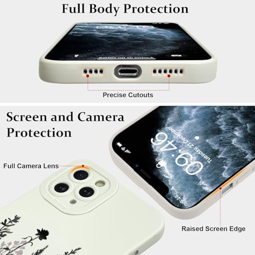 LSL Funda para iPhone 13, diseño de flores moradas, diseño de estampado de flores, TPU suave, lente de cámara completa, anti-caídas, antiarañazos, a prueba de golpes, funda protectora delgada para