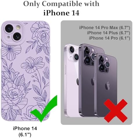 LSL Funda para iPhone 13, diseño de flores moradas, diseño de estampado de flores, TPU suave, lente de cámara completa, anti-caídas, antiarañazos, a prueba de golpes, funda protectora delgada para