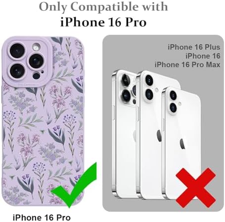 LSL Funda para iPhone 13, diseño de flores moradas, diseño de estampado de flores, TPU suave, lente de cámara completa, anti-caídas, antiarañazos, a prueba de golpes, funda protectora delgada para