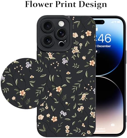 LSL Funda para iPhone 13, diseño de flores moradas, diseño de estampado de flores, TPU suave, lente de cámara completa, anti-caídas, antiarañazos, a prueba de golpes, funda protectora delgada para