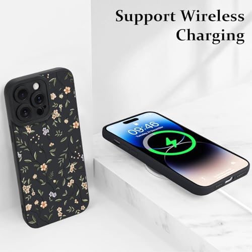 LSL Funda para iPhone 13, diseño de flores moradas, diseño de estampado de flores, TPU suave, lente de cámara completa, anti-caídas, antiarañazos, a prueba de golpes, funda protectora delgada para