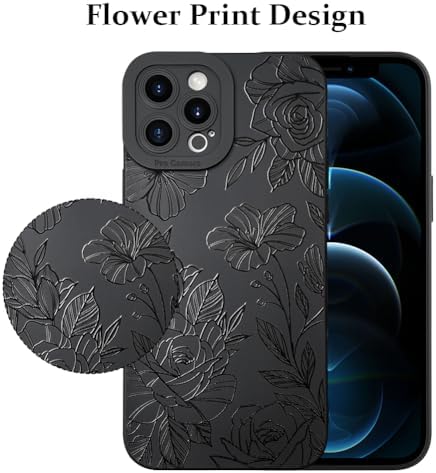 LSL Funda para iPhone 13, diseño de flores moradas, diseño de estampado de flores, TPU suave, lente de cámara completa, anti-caídas, antiarañazos, a prueba de golpes, funda protectora delgada para