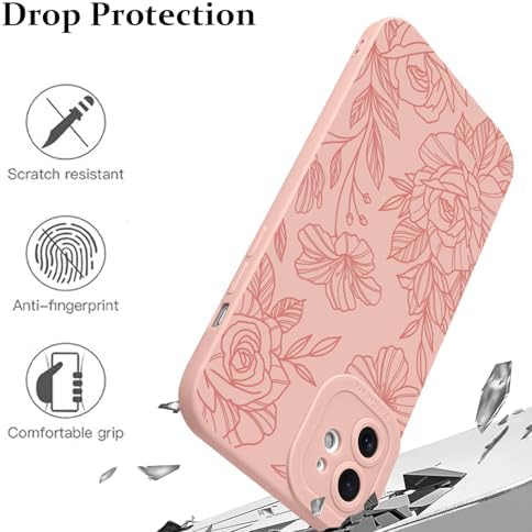 LSL Funda para iPhone 13, diseño de flores moradas, diseño de estampado de flores, TPU suave, lente de cámara completa, anti-caídas, antiarañazos, a prueba de golpes, funda protectora delgada para