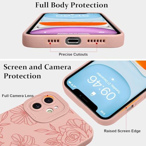 LSL Funda para iPhone 13, diseño de flores moradas, diseño de estampado de flores, TPU suave, lente de cámara completa, anti-caídas, antiarañazos, a prueba de golpes, funda protectora delgada para
