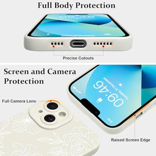 LSL Funda para iPhone 13, diseño de flores moradas, diseño de estampado de flores, TPU suave, lente de cámara completa, anti-caídas, antiarañazos, a prueba de golpes, funda protectora delgada para
