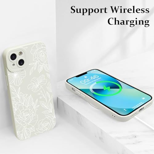 LSL Funda para iPhone 13, diseño de flores moradas, diseño de estampado de flores, TPU suave, lente de cámara completa, anti-caídas, antiarañazos, a prueba de golpes, funda protectora delgada para