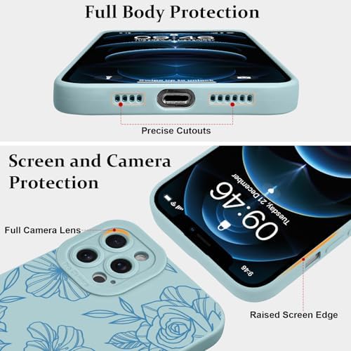 LSL Funda para iPhone 13, diseño de flores moradas, diseño de estampado de flores, TPU suave, lente de cámara completa, anti-caídas, antiarañazos, a prueba de golpes, funda protectora delgada para