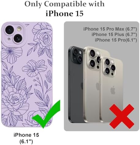 LSL Funda para iPhone 13, diseño de flores moradas, diseño de estampado de flores, TPU suave, lente de cámara completa, anti-caídas, antiarañazos, a prueba de golpes, funda protectora delgada para