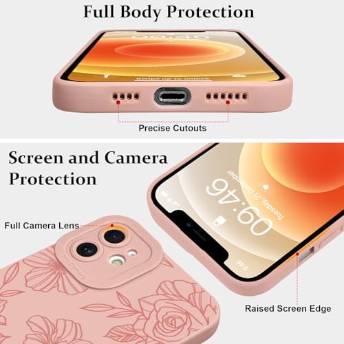 LSL Funda para iPhone 13, diseño de flores moradas, diseño de estampado de flores, TPU suave, lente de cámara completa, anti-caídas, antiarañazos, a prueba de golpes, funda protectora delgada para