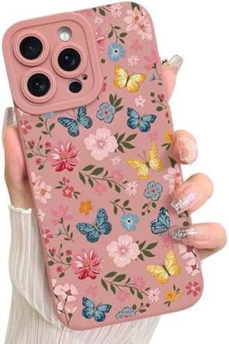LSL Funda para iPhone 13, diseño de flores moradas, diseño de estampado de flores, TPU suave, lente de cámara completa, anti-caídas, antiarañazos, a prueba de golpes, funda protectora delgada para