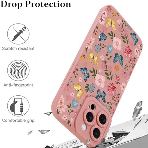 LSL Funda para iPhone 13, diseño de flores moradas, diseño de estampado de flores, TPU suave, lente de cámara completa, anti-caídas, antiarañazos, a prueba de golpes, funda protectora delgada para