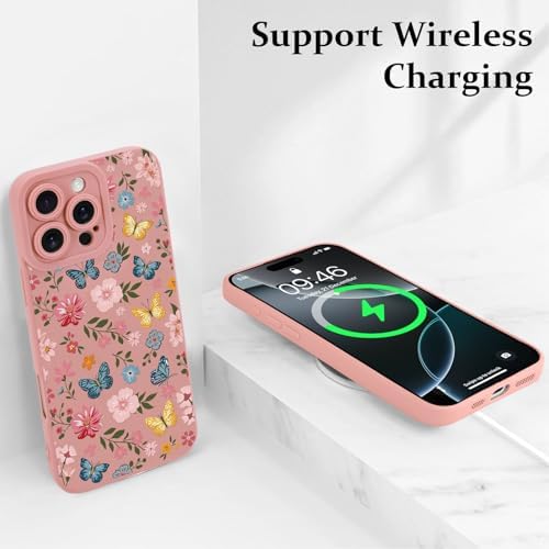 LSL Funda para iPhone 13, diseño de flores moradas, diseño de estampado de flores, TPU suave, lente de cámara completa, anti-caídas, antiarañazos, a prueba de golpes, funda protectora delgada para