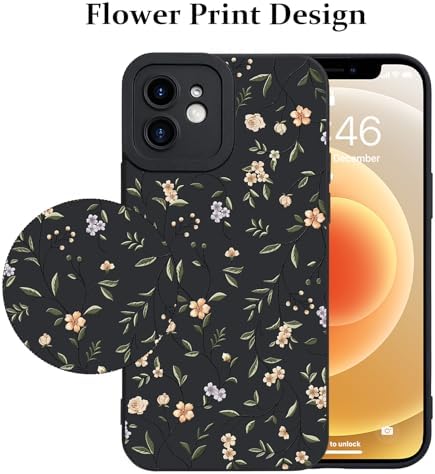 LSL Funda para iPhone 13, diseño de flores moradas, diseño de estampado de flores, TPU suave, lente de cámara completa, anti-caídas, antiarañazos, a prueba de golpes, funda protectora delgada para