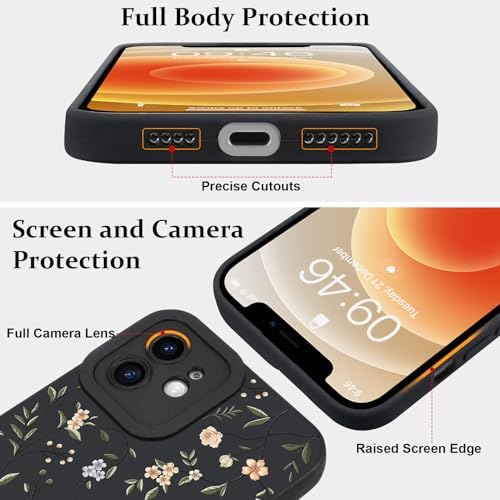 LSL Funda para iPhone 13, diseño de flores moradas, diseño de estampado de flores, TPU suave, lente de cámara completa, anti-caídas, antiarañazos, a prueba de golpes, funda protectora delgada para