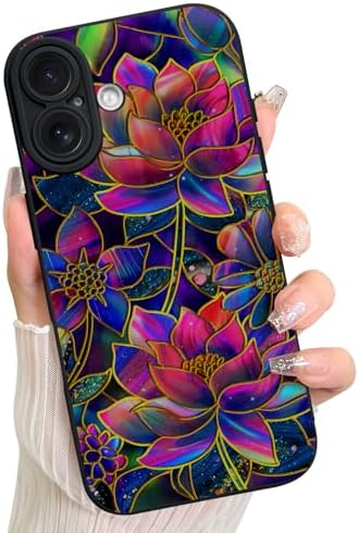 LSL Funda para iPhone 13, diseño de flores moradas, diseño de estampado de flores, TPU suave, lente de cámara completa, anti-caídas, antiarañazos, a prueba de golpes, funda protectora delgada para