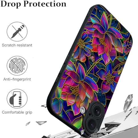 LSL Funda para iPhone 13, diseño de flores moradas, diseño de estampado de flores, TPU suave, lente de cámara completa, anti-caídas, antiarañazos, a prueba de golpes, funda protectora delgada para
