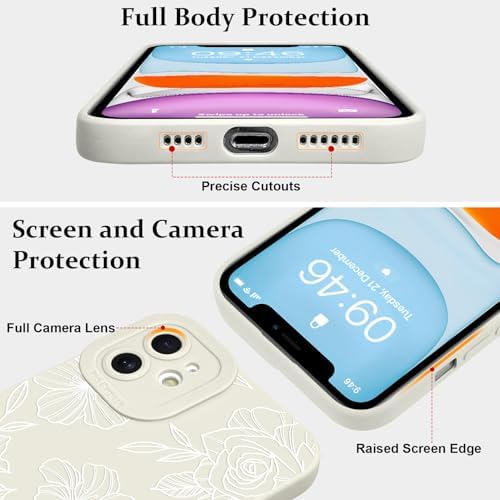 LSL Funda para iPhone 13, diseño de flores moradas, diseño de estampado de flores, TPU suave, lente de cámara completa, anti-caídas, antiarañazos, a prueba de golpes, funda protectora delgada para