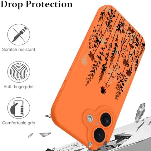 LSL Funda para iPhone 13, diseño de flores moradas, diseño de estampado de flores, TPU suave, lente de cámara completa, anti-caídas, antiarañazos, a prueba de golpes, funda protectora delgada para