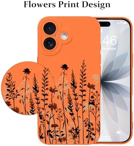 LSL Funda para iPhone 13, diseño de flores moradas, diseño de estampado de flores, TPU suave, lente de cámara completa, anti-caídas, antiarañazos, a prueba de golpes, funda protectora delgada para