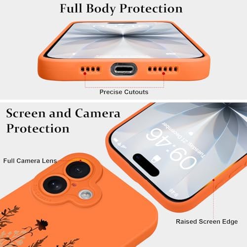 LSL Funda para iPhone 13, diseño de flores moradas, diseño de estampado de flores, TPU suave, lente de cámara completa, anti-caídas, antiarañazos, a prueba de golpes, funda protectora delgada para