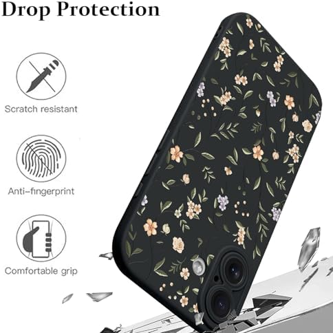 LSL Funda para iPhone 13, diseño de flores moradas, diseño de estampado de flores, TPU suave, lente de cámara completa, anti-caídas, antiarañazos, a prueba de golpes, funda protectora delgada para