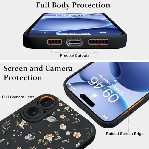 LSL Funda para iPhone 13, diseño de flores moradas, diseño de estampado de flores, TPU suave, lente de cámara completa, anti-caídas, antiarañazos, a prueba de golpes, funda protectora delgada para