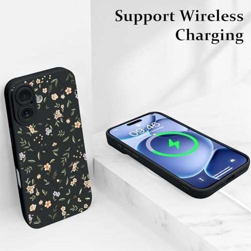 LSL Funda para iPhone 13, diseño de flores moradas, diseño de estampado de flores, TPU suave, lente de cámara completa, anti-caídas, antiarañazos, a prueba de golpes, funda protectora delgada para