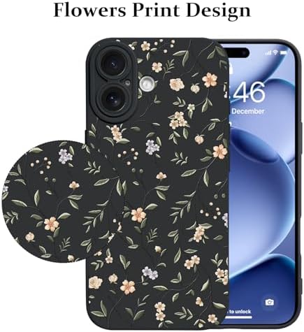 LSL Funda para iPhone 13, diseño de flores moradas, diseño de estampado de flores, TPU suave, lente de cámara completa, anti-caídas, antiarañazos, a prueba de golpes, funda protectora delgada para