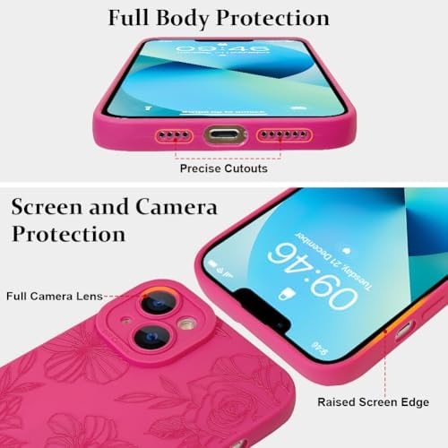 LSL Funda para iPhone 13, diseño de flores moradas, diseño de estampado de flores, TPU suave, lente de cámara completa, anti-caídas, antiarañazos, a prueba de golpes, funda protectora delgada para