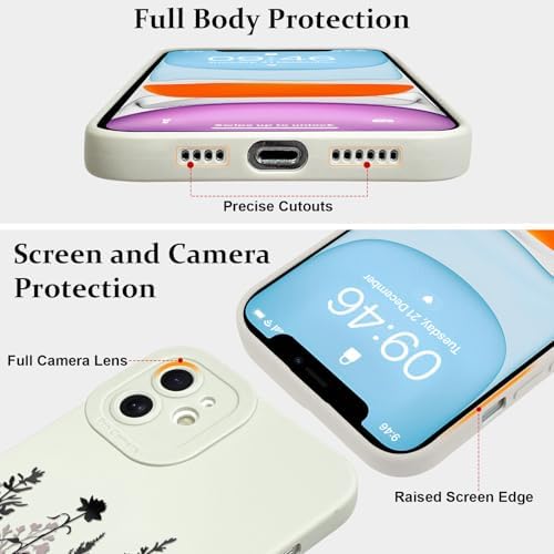 LSL Funda para iPhone 13, diseño de flores moradas, diseño de estampado de flores, TPU suave, lente de cámara completa, anti-caídas, antiarañazos, a prueba de golpes, funda protectora delgada para