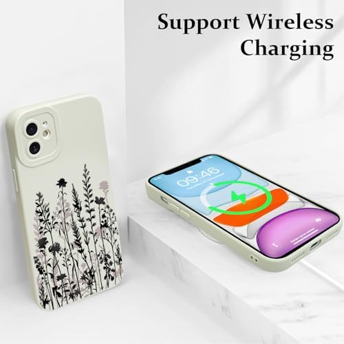 LSL Funda para iPhone 13, diseño de flores moradas, diseño de estampado de flores, TPU suave, lente de cámara completa, anti-caídas, antiarañazos, a prueba de golpes, funda protectora delgada para