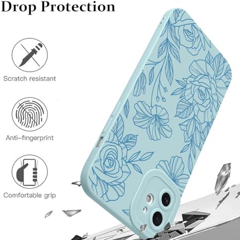 LSL Funda para iPhone 13, diseño de flores moradas, diseño de estampado de flores, TPU suave, lente de cámara completa, anti-caídas, antiarañazos, a prueba de golpes, funda protectora delgada para