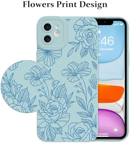LSL Funda para iPhone 13, diseño de flores moradas, diseño de estampado de flores, TPU suave, lente de cámara completa, anti-caídas, antiarañazos, a prueba de golpes, funda protectora delgada para